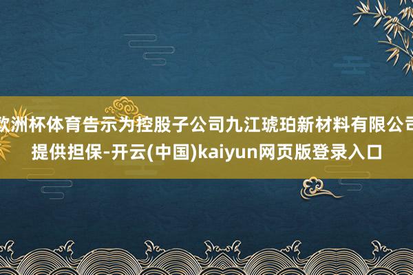 欧洲杯体育告示为控股子公司九江琥珀新材料有限公司提供担保-开云(中国)kaiyun网页版登录入口