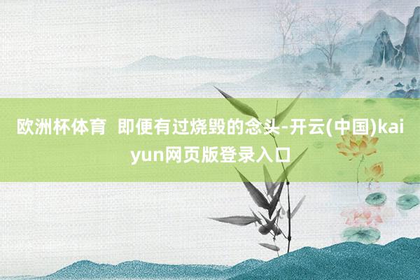 欧洲杯体育 即便有过烧毁的念头-开云(中国)kaiyun网页版登录入口